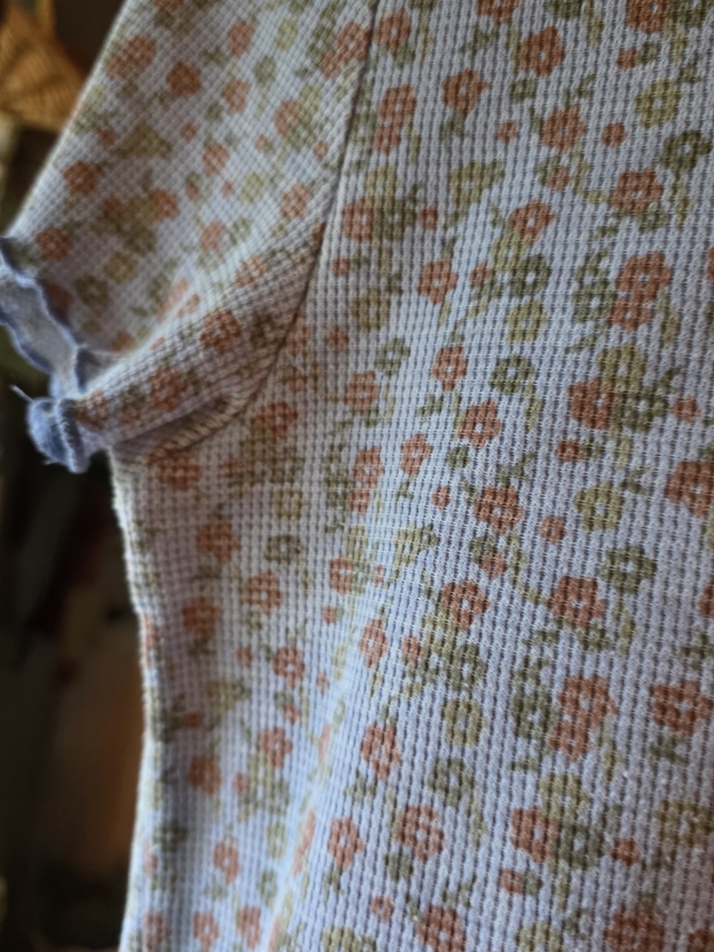 American Eagle Outfitters Blue Short Sleeve Ribbed Floral Tee - Picture 3 of 5